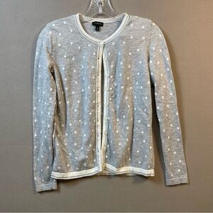 Talbots women’s grey cardigan with white polka dots size extra small button up